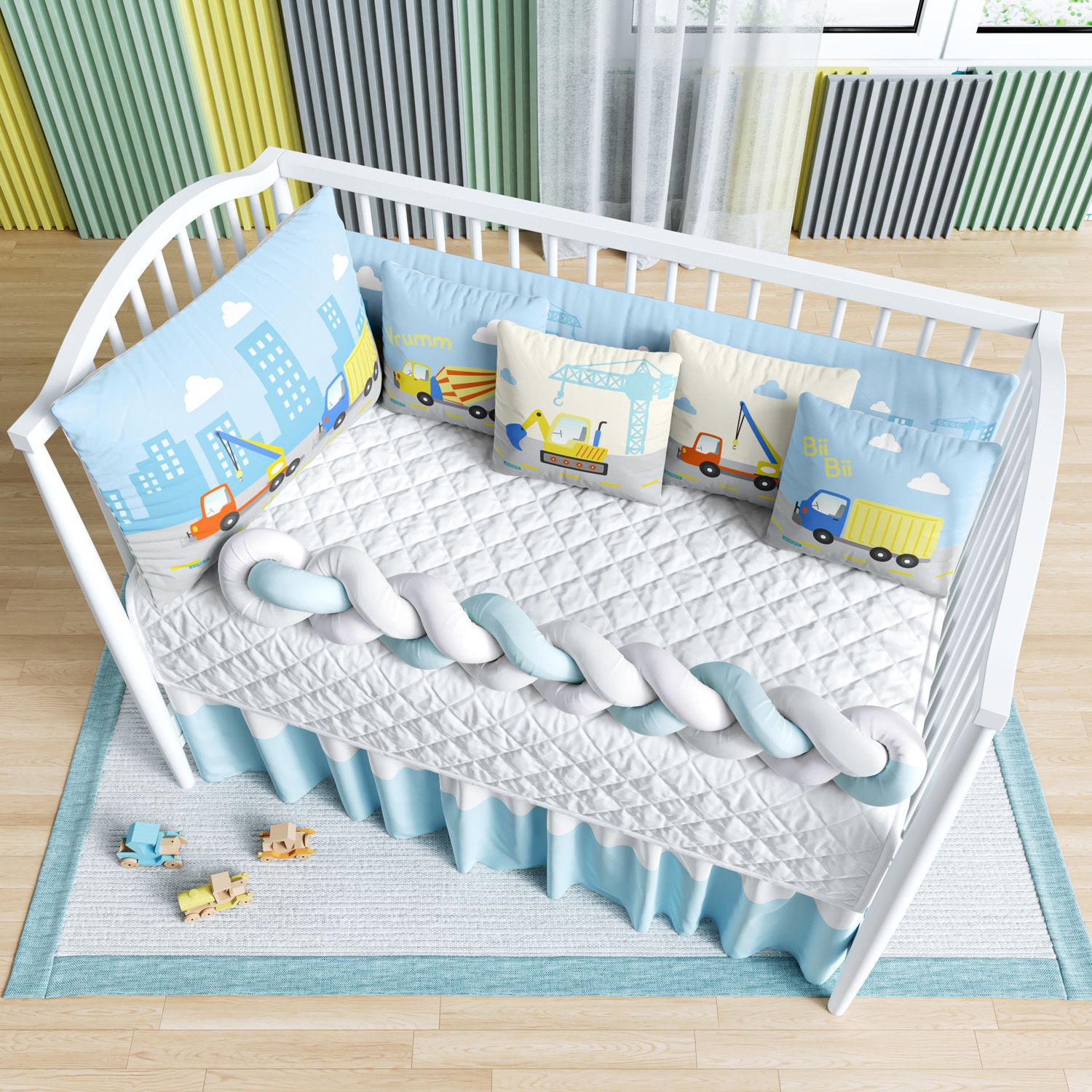 Kit Berço Trança Caminhão Azul