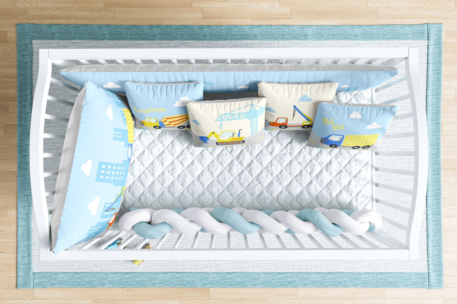 Kit Berço Trança Caminhão Azul