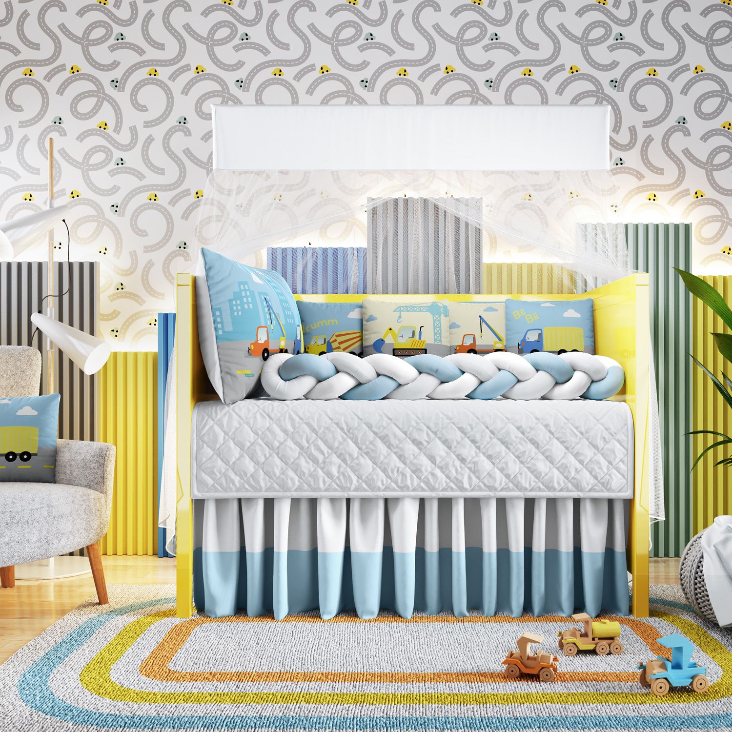 Kit Berço Trança Caminhão Azul