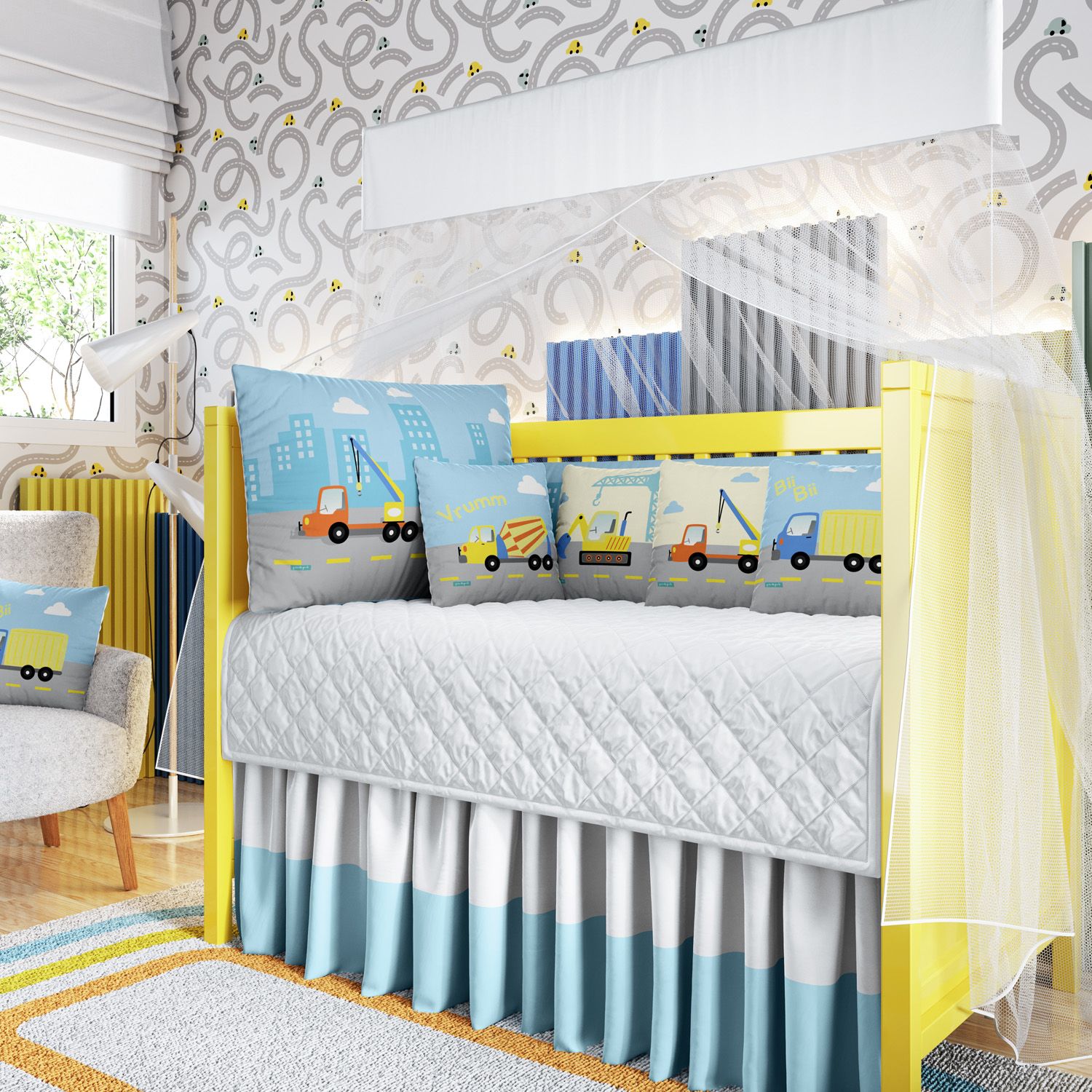 Kit Berço Trança Caminhão Azul