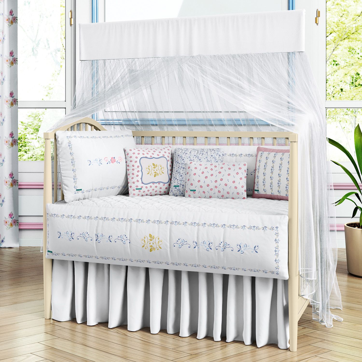 Kit Berço Floral Liberty Azul