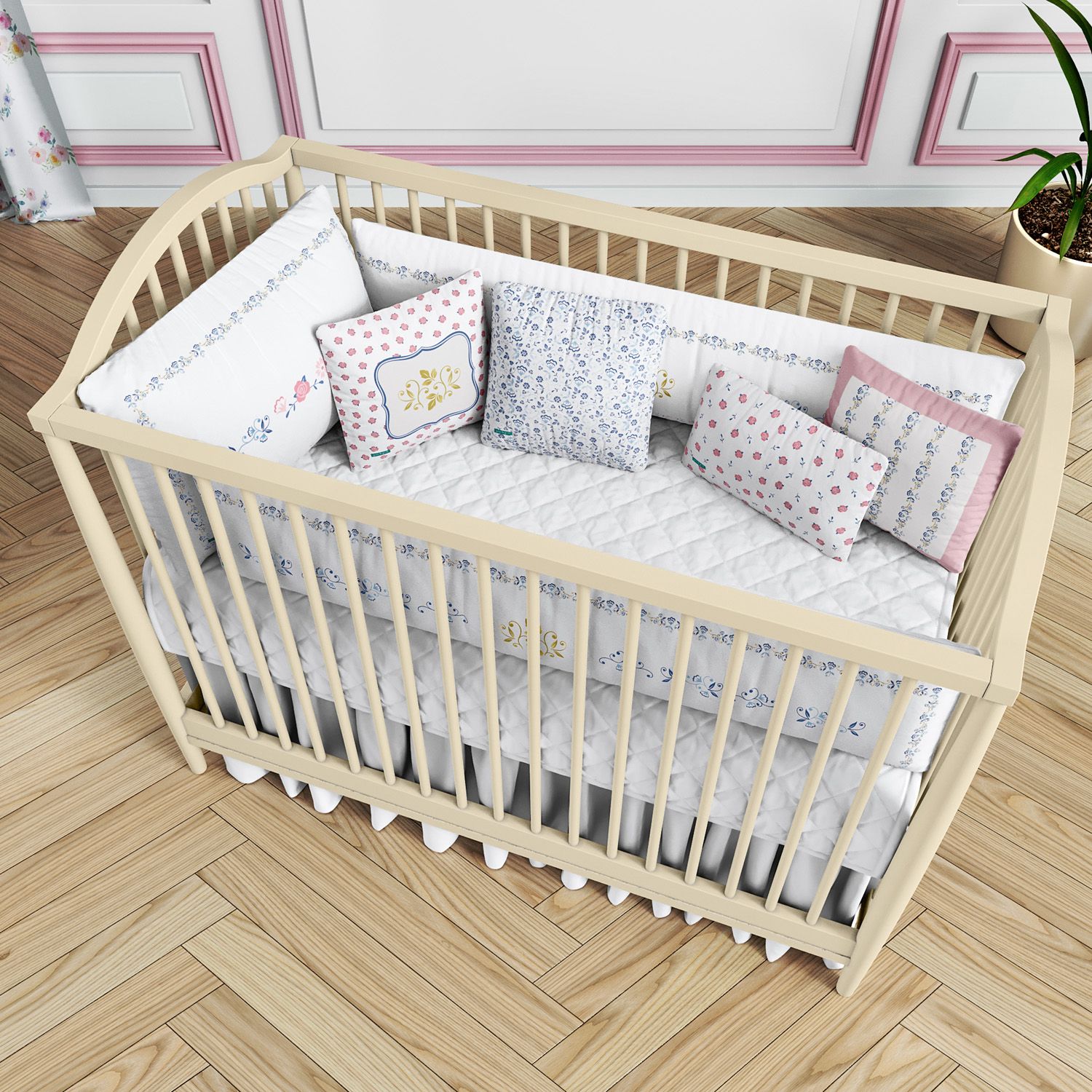 Kit Berço Floral Liberty Azul