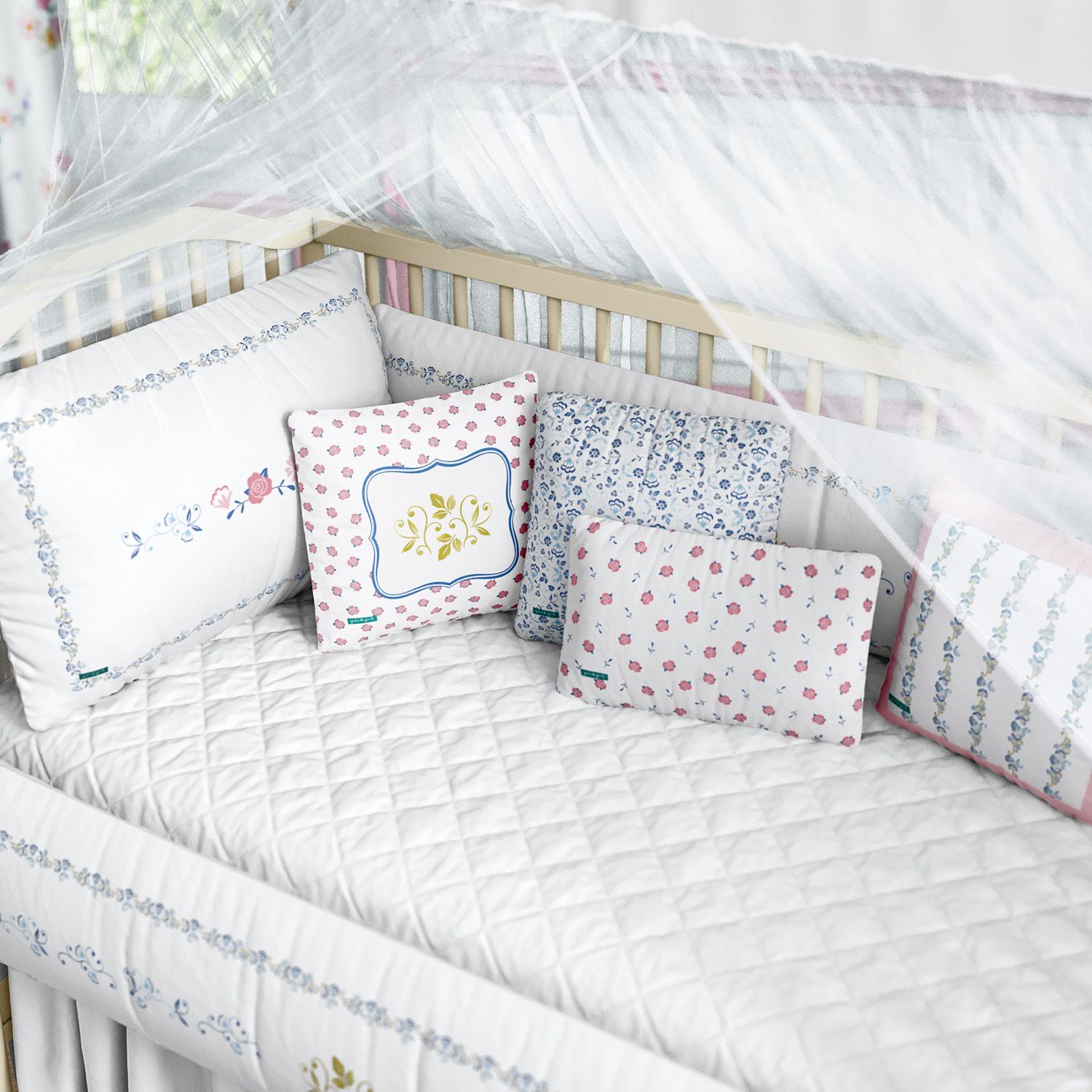 Kit Berço Floral Liberty Azul