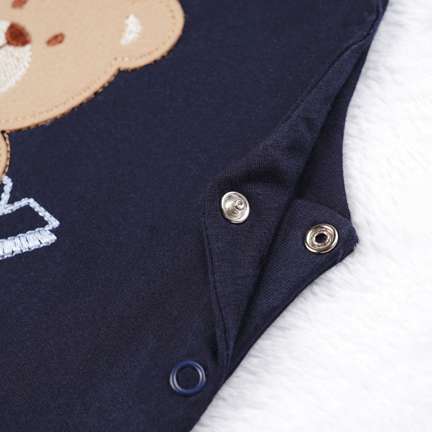 Saída Maternidade Jardineira Ursinho Baby Azul Marinho 03 Peças