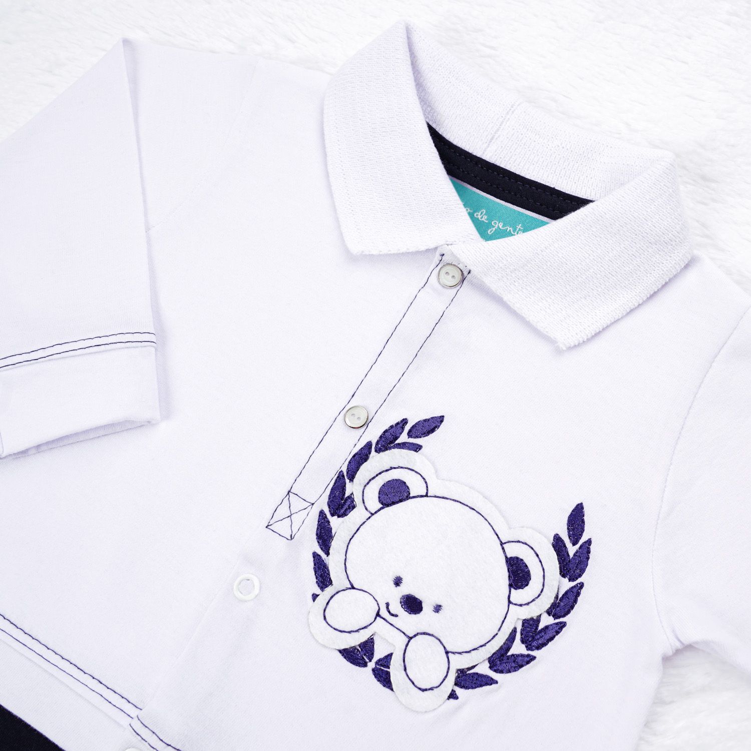 Saída Maternidade Ursinho Polar Azul Marinho 02 Peças