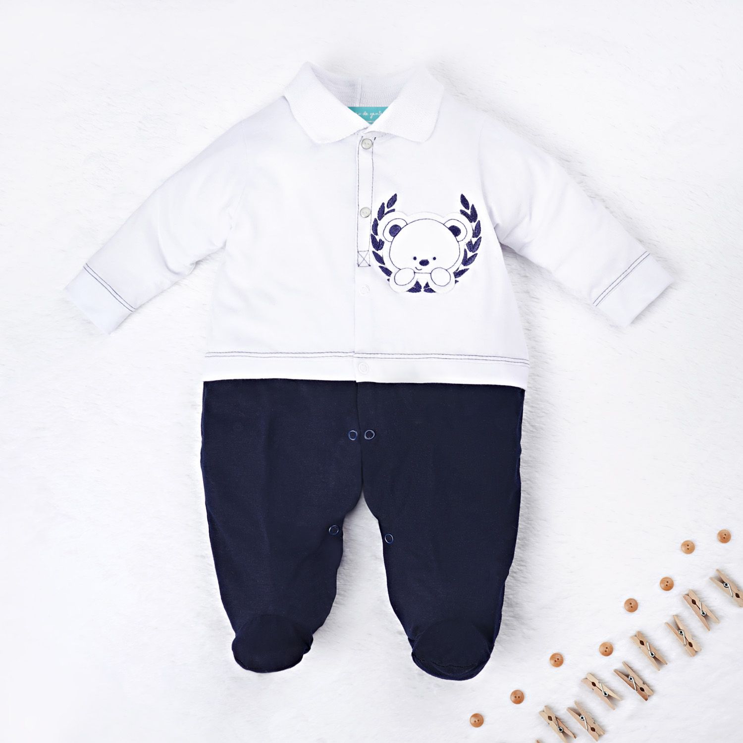 Saída Maternidade Ursinho Polar Azul Marinho 02 Peças