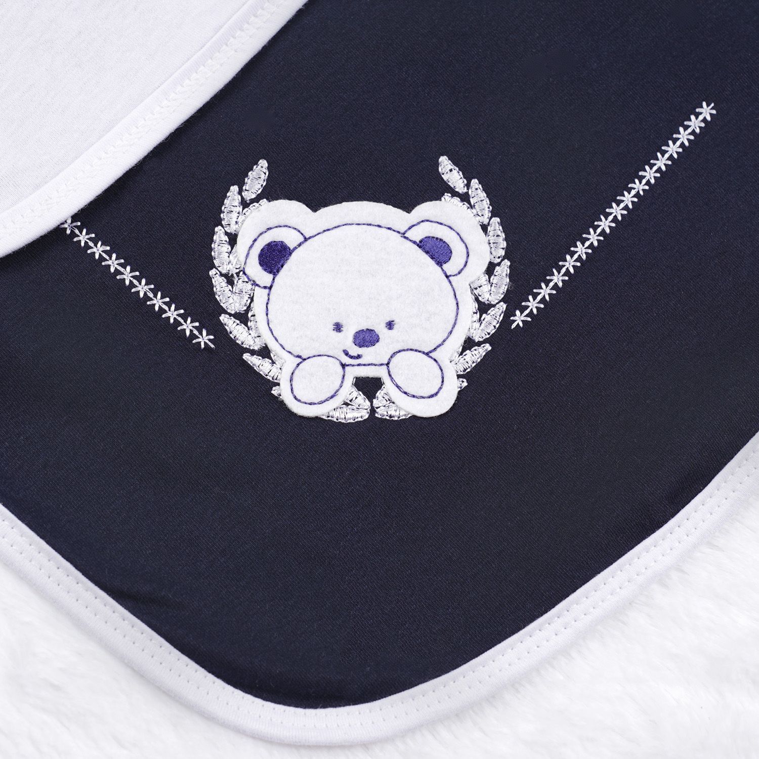 Saída Maternidade Ursinho Polar Azul Marinho 02 Peças