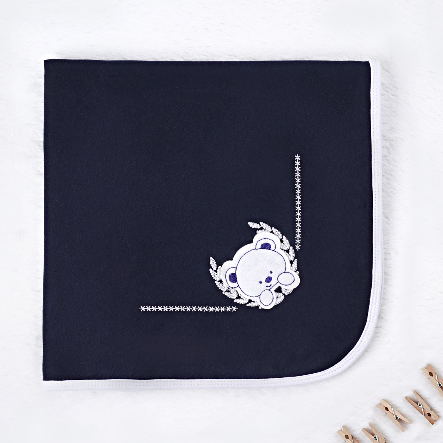 Saída Maternidade Ursinho Polar Azul Marinho 02 Peças