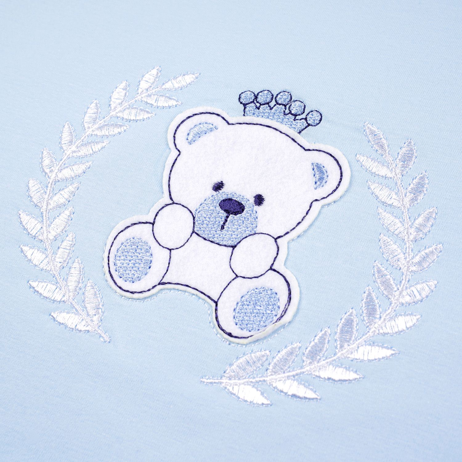 Saída Maternidade Ursinho Realeza Azul Bebê 02 Peças