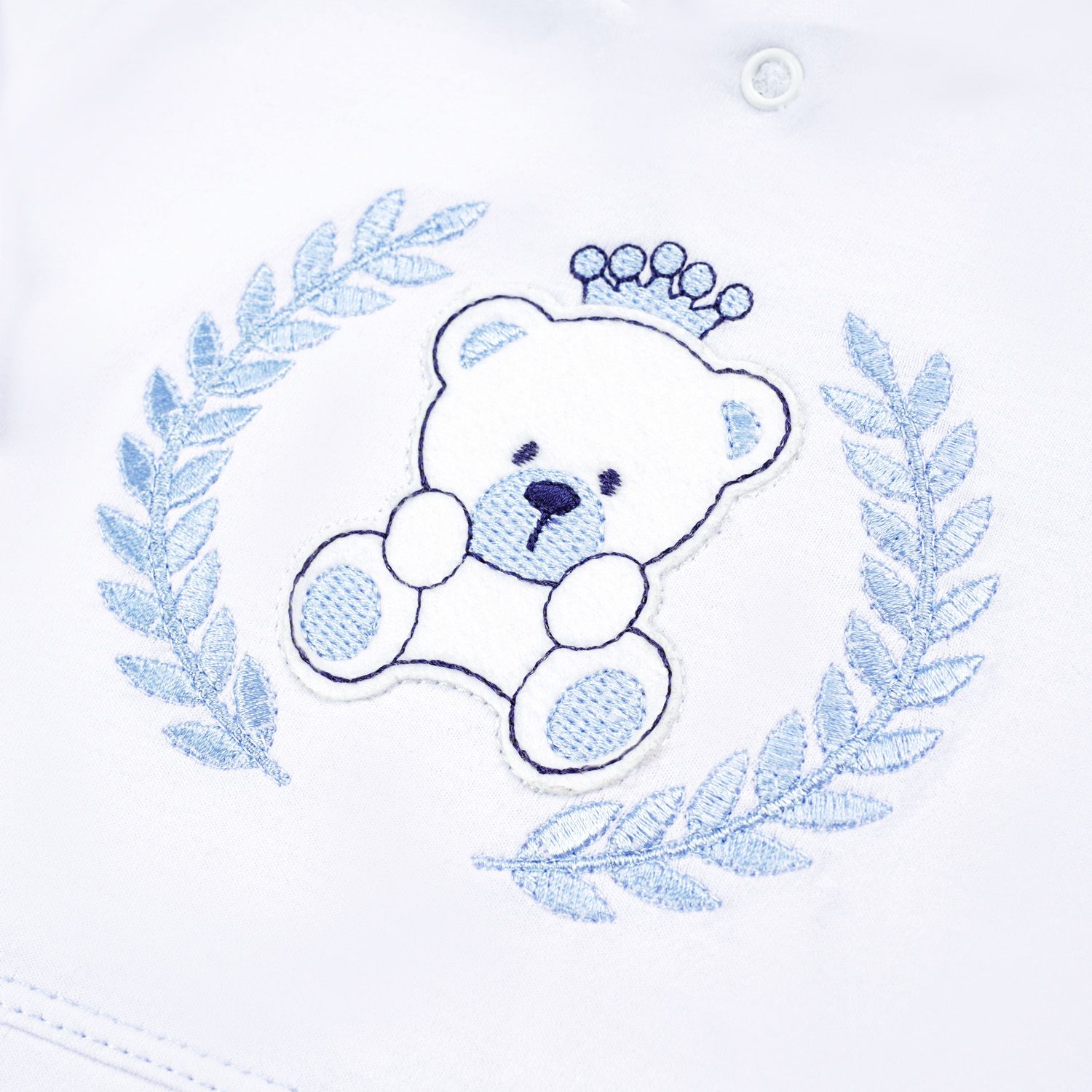 Saída Maternidade Ursinho Realeza Azul Bebê 02 Peças