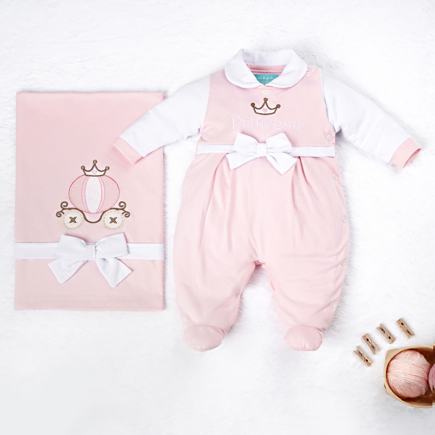 Saída Maternidade Baby Princess Rosa 02 Peças