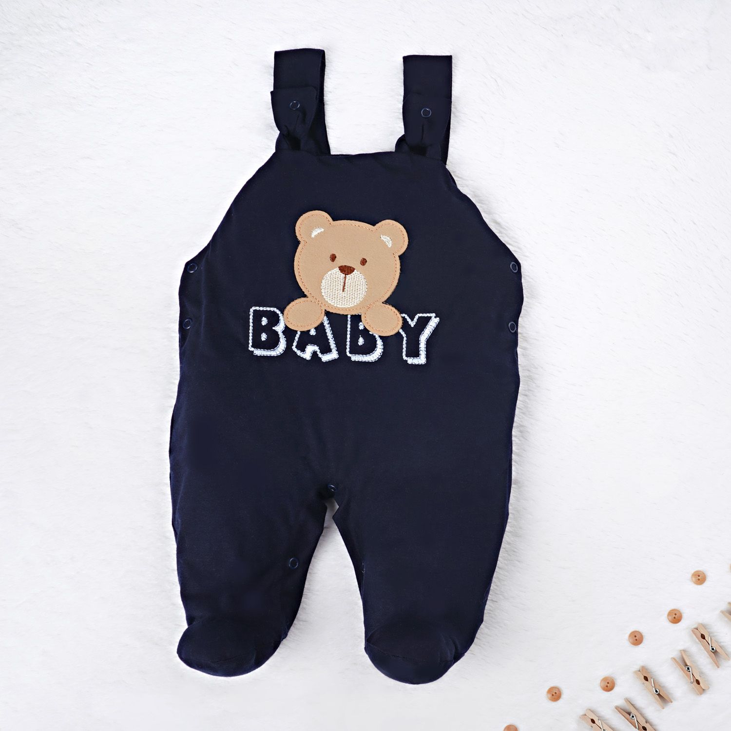 Jardineira Ursinho Baby Azul Marinho