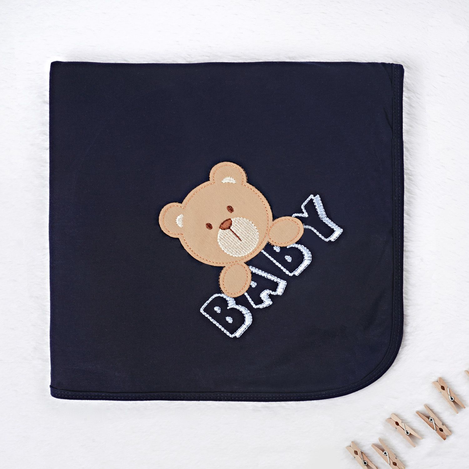 Manta Ursinho Baby Azul Marinho 80cm