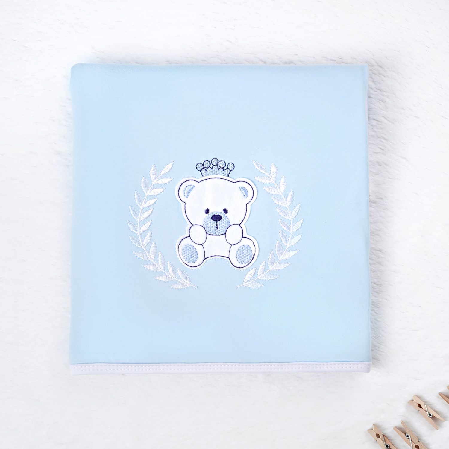 Manta Ursinho Realeza Azul Bebê 80cm