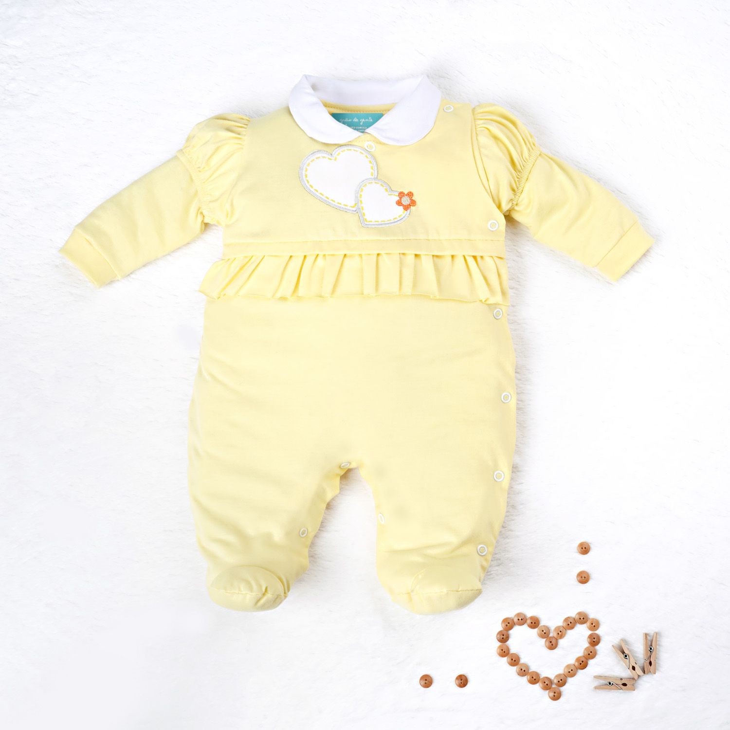 Macacão Coração de Princesa Amarelo