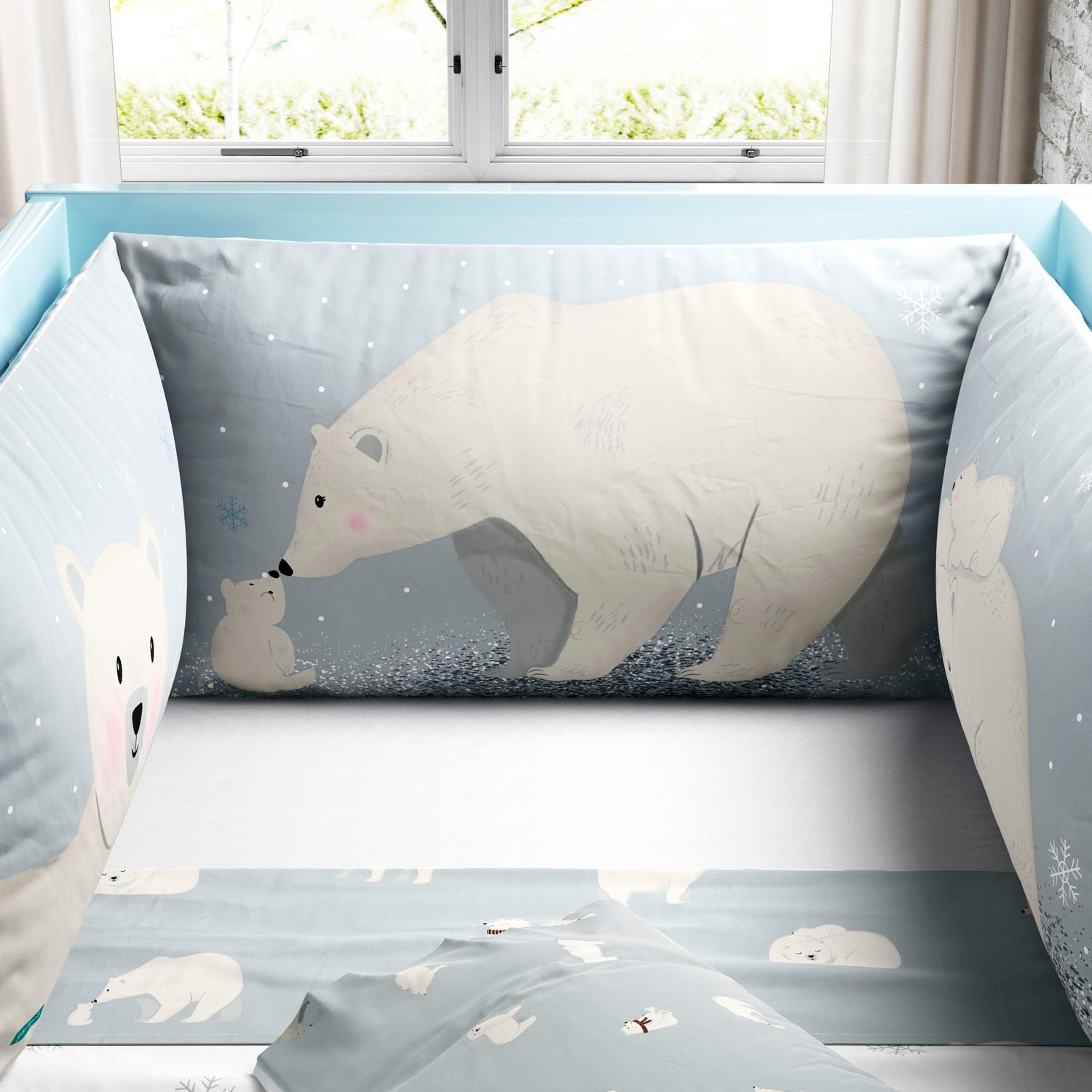 Kit Berço Dobrável 2 em 1 Ursinho Polar