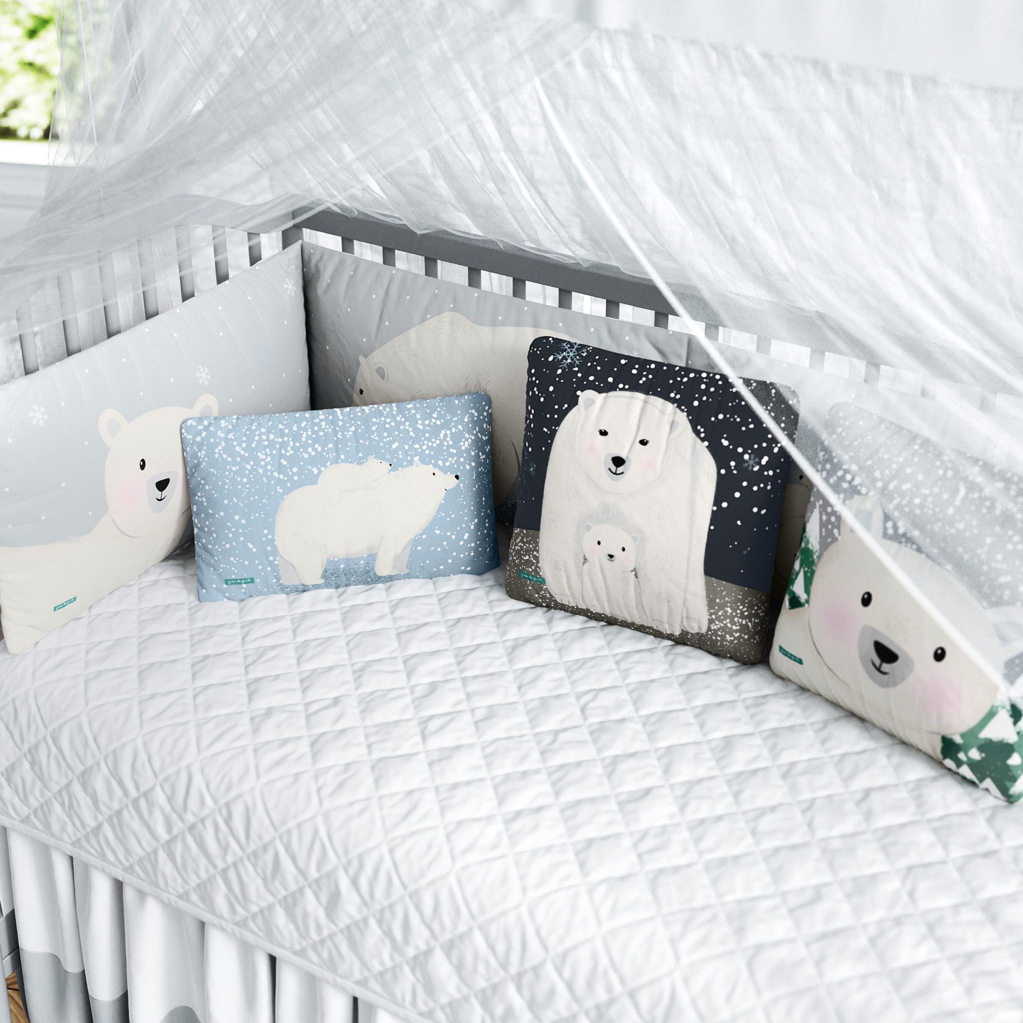 Kit Berço Dobrável 2 em 1 Ursinho Polar