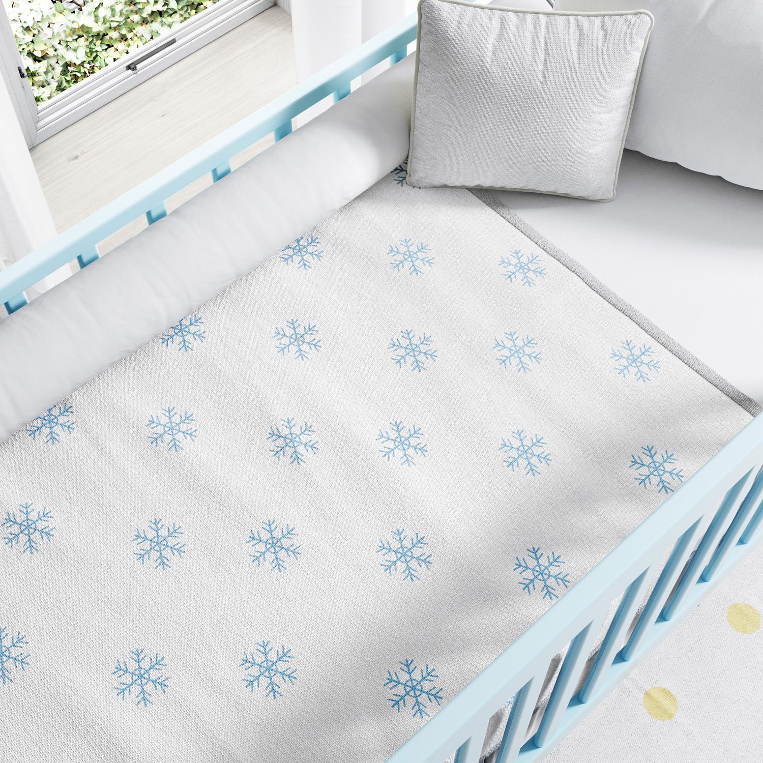 Manta Tricot Floco de Neve Azul 1M