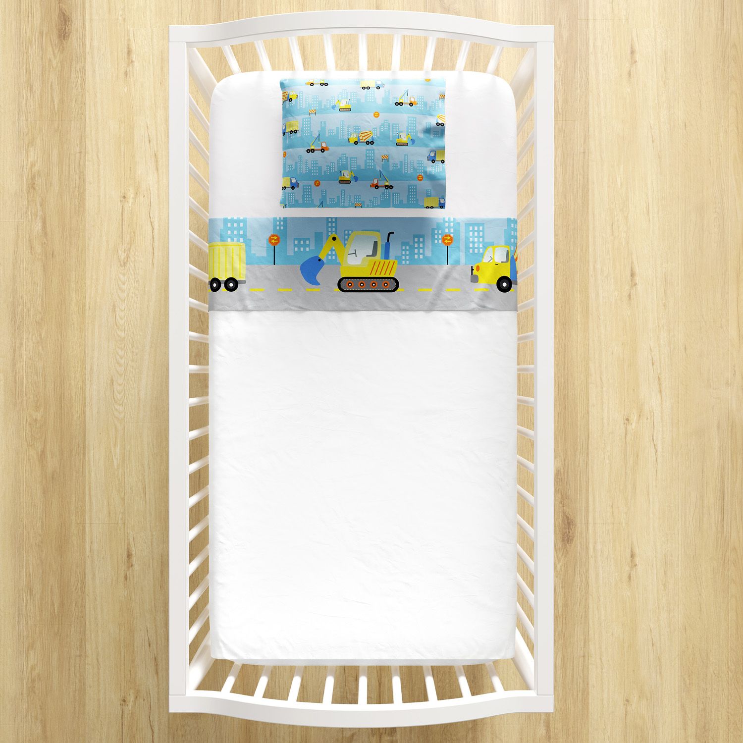 Jogo de Lençol Berço Caminhão Azul 3 peças