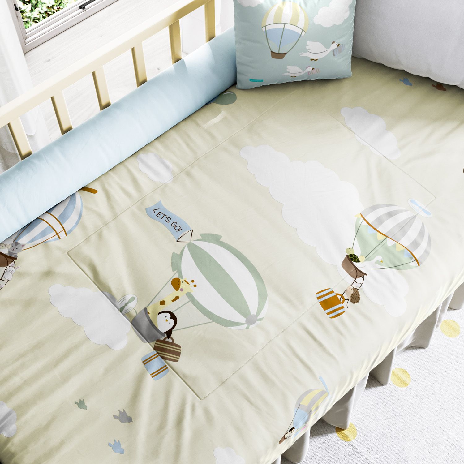 Edredom de Berço Bichinhos no Balão