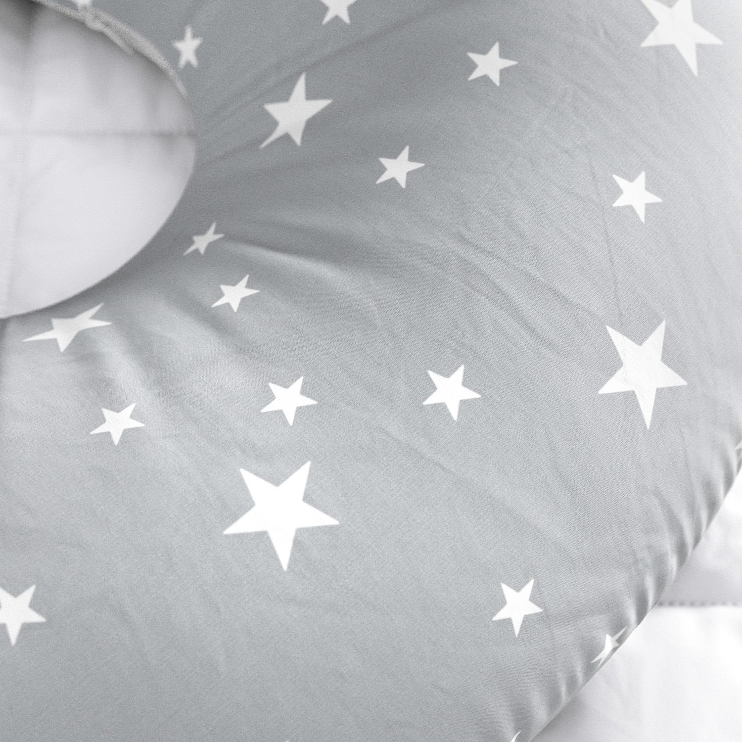 Almofada Amamentação Dupla Face Estrelinha Cinza