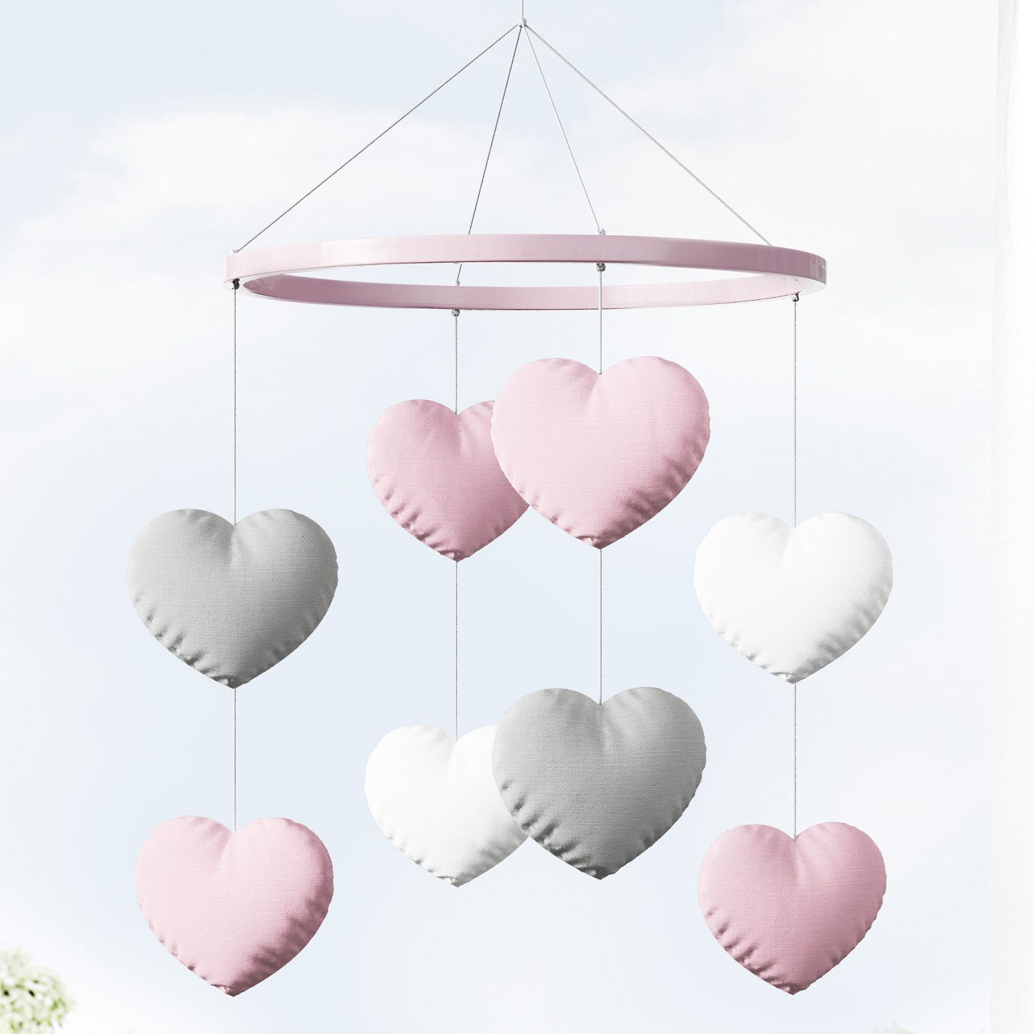 Móbile Corações Rosa