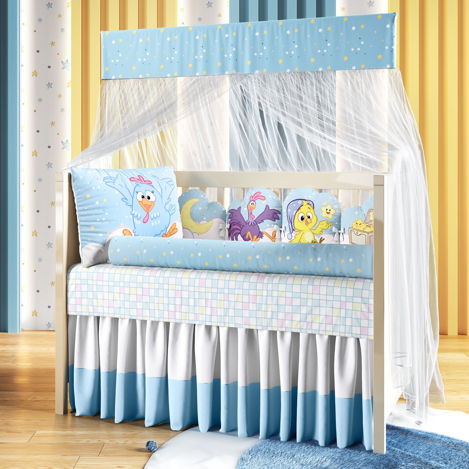 Kit Berço 3 em 1 Galinha Pintadinha Estrelinha