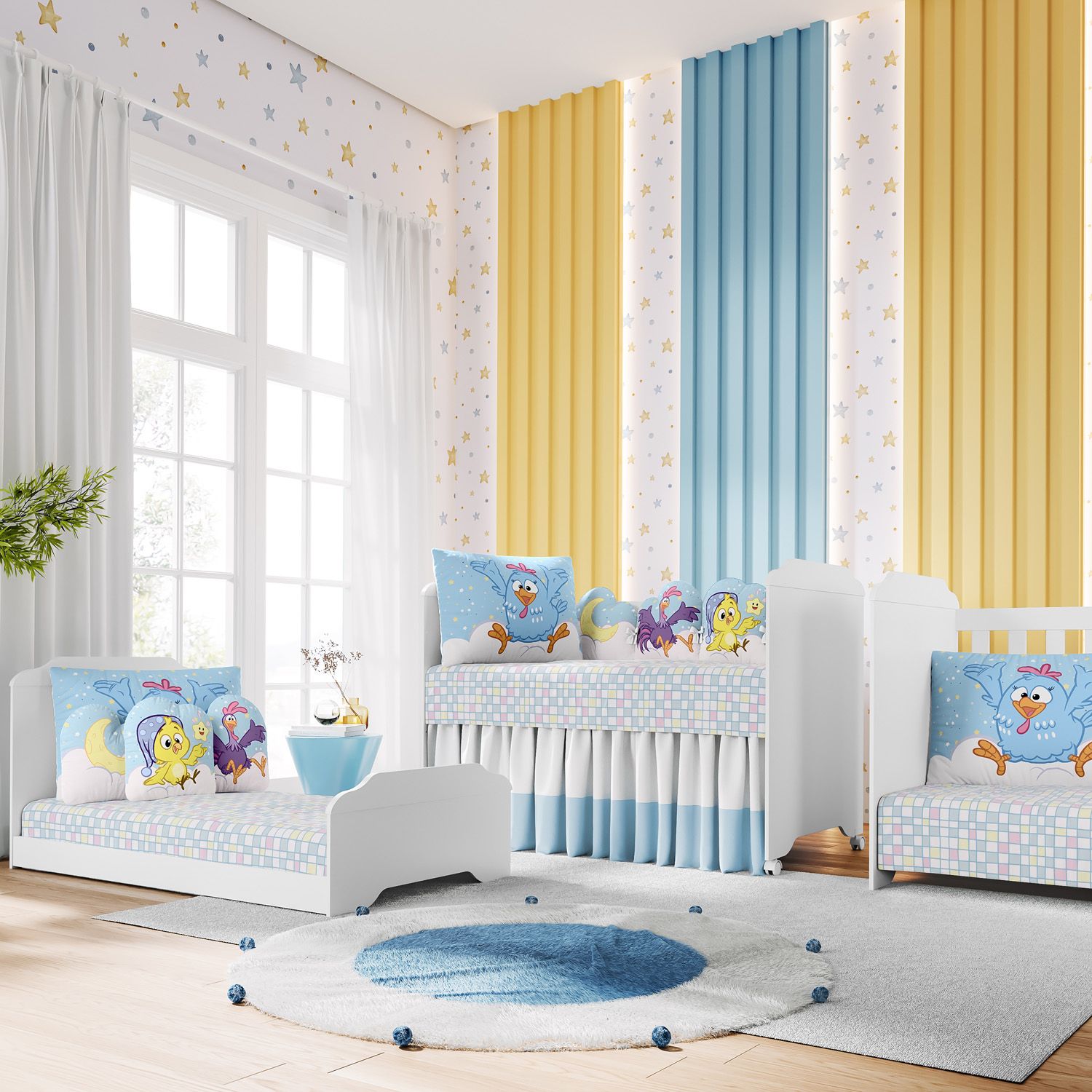 Kit Berço 3 em 1 Galinha Pintadinha Estrelinha