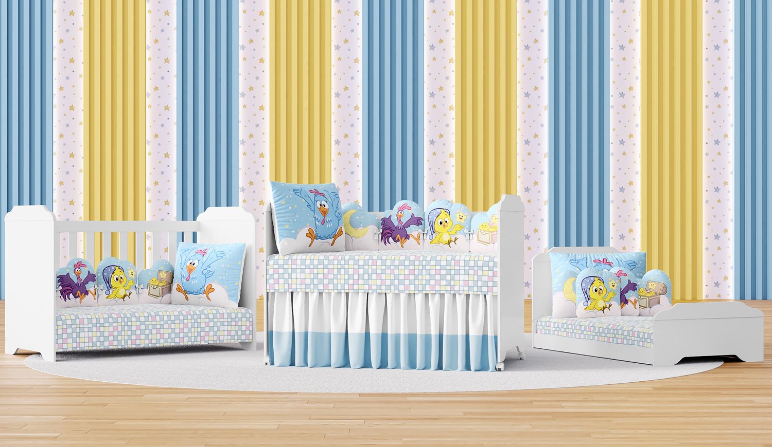 Kit Berço 3 em 1 Galinha Pintadinha Estrelinha