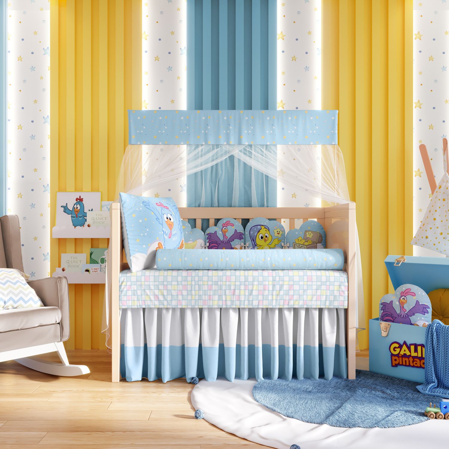 Kit Berço 3 em 1 Galinha Pintadinha Estrelinha