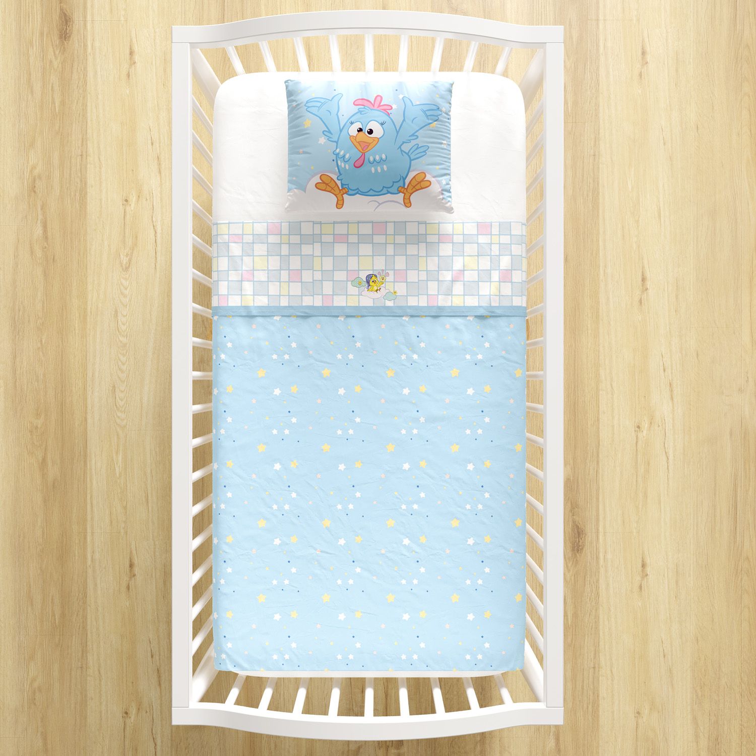 Jogo de Lençol Berço Galinha Pintadinha Estrelinhas 3 Peças