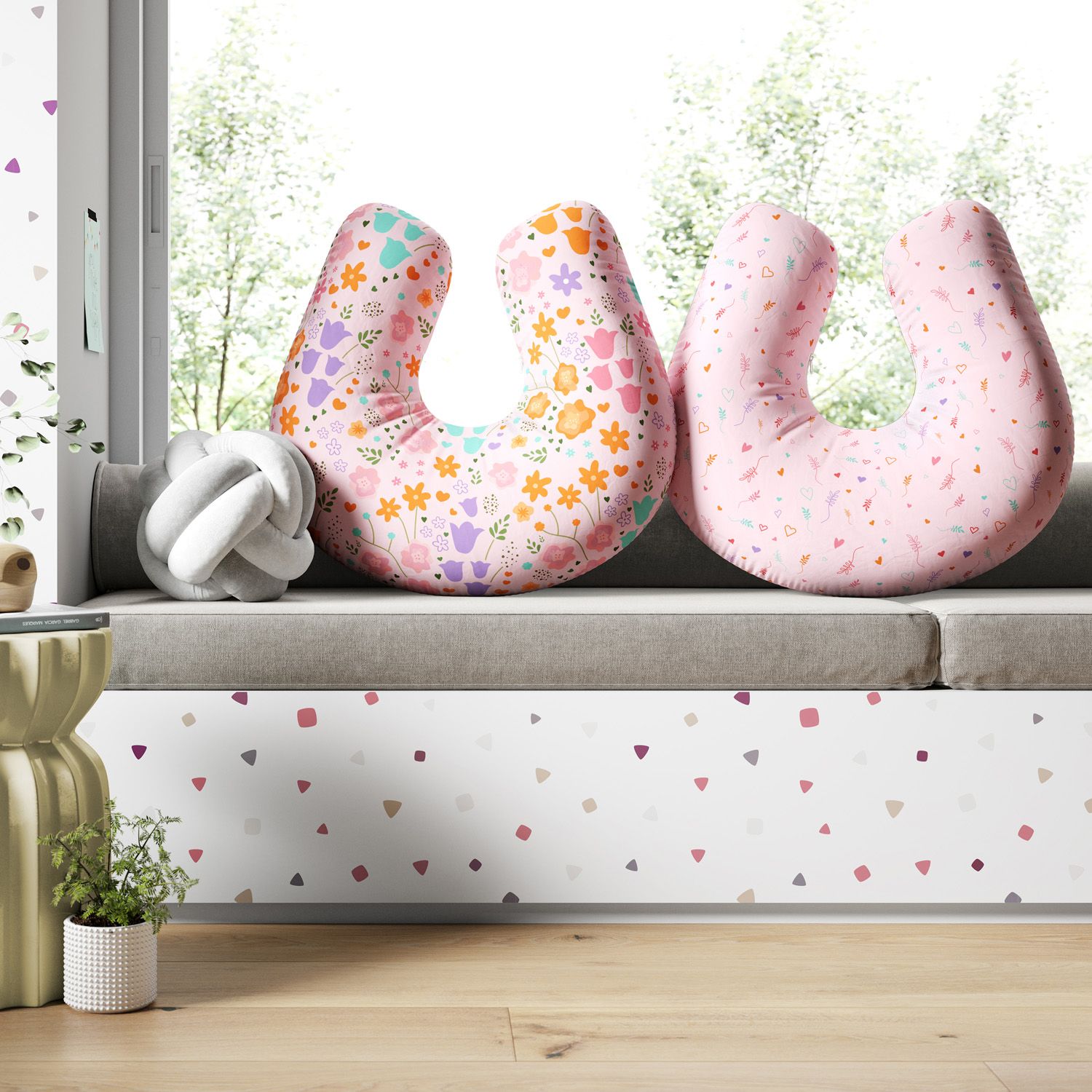 Almofada Amamentação Dupla Face Buquê de Flores Rosa