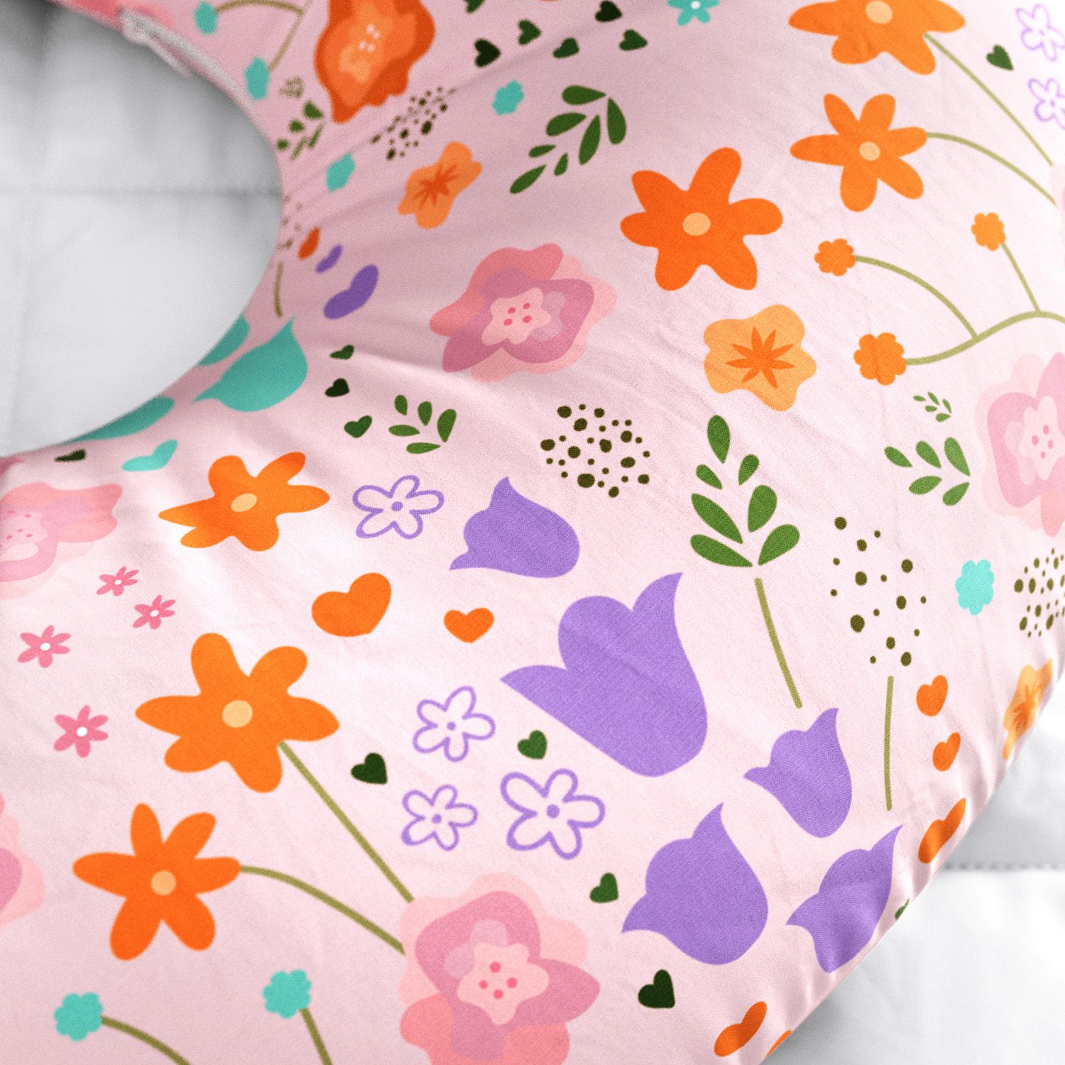 Almofada Amamentação Dupla Face Buquê de Flores Rosa