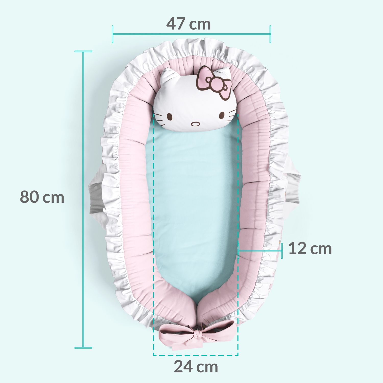 Ninho para Bebê Redutor de Berço Hello Kitty Rosa e Azul