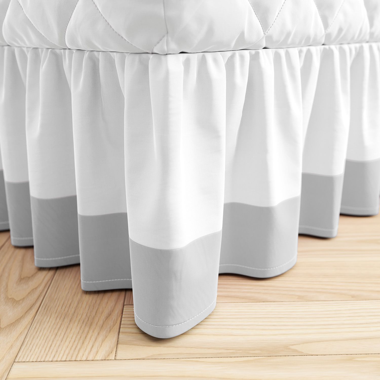 Saia de Cama Infantil Solteiro Branco e Cinza