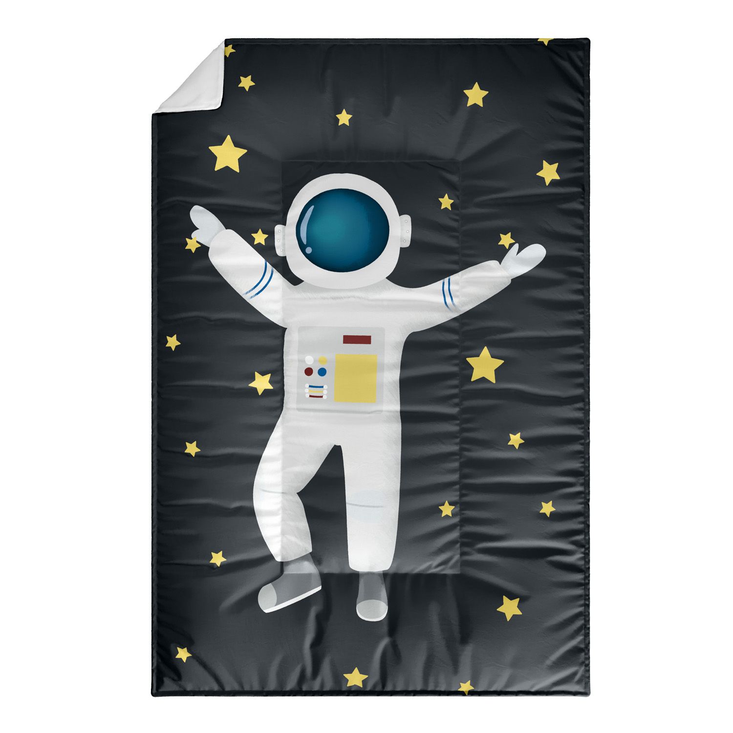 Kit Cama Infantil Solteiro Astronauta Preto e Branco