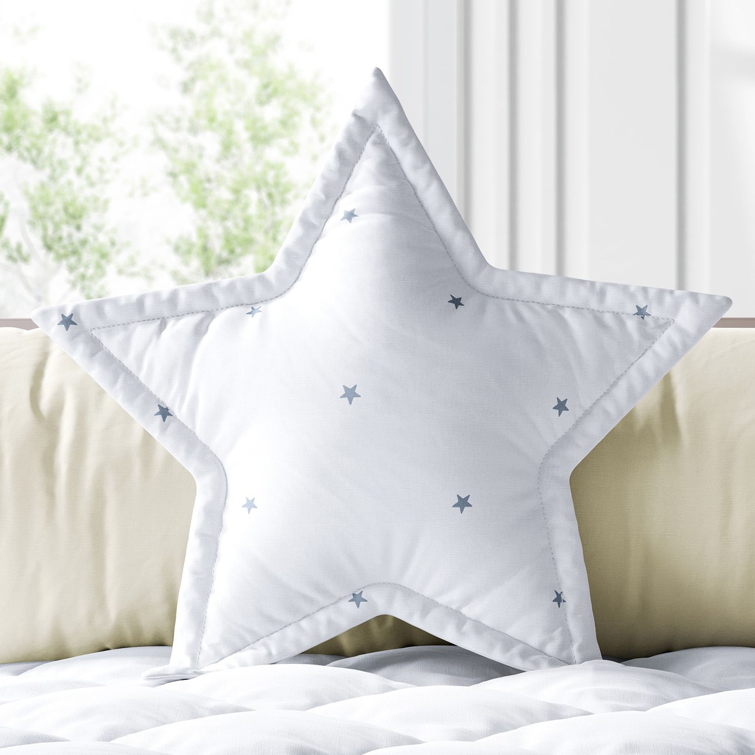 Almofada Estrela Estrelinha Branco e Cinza 30cm