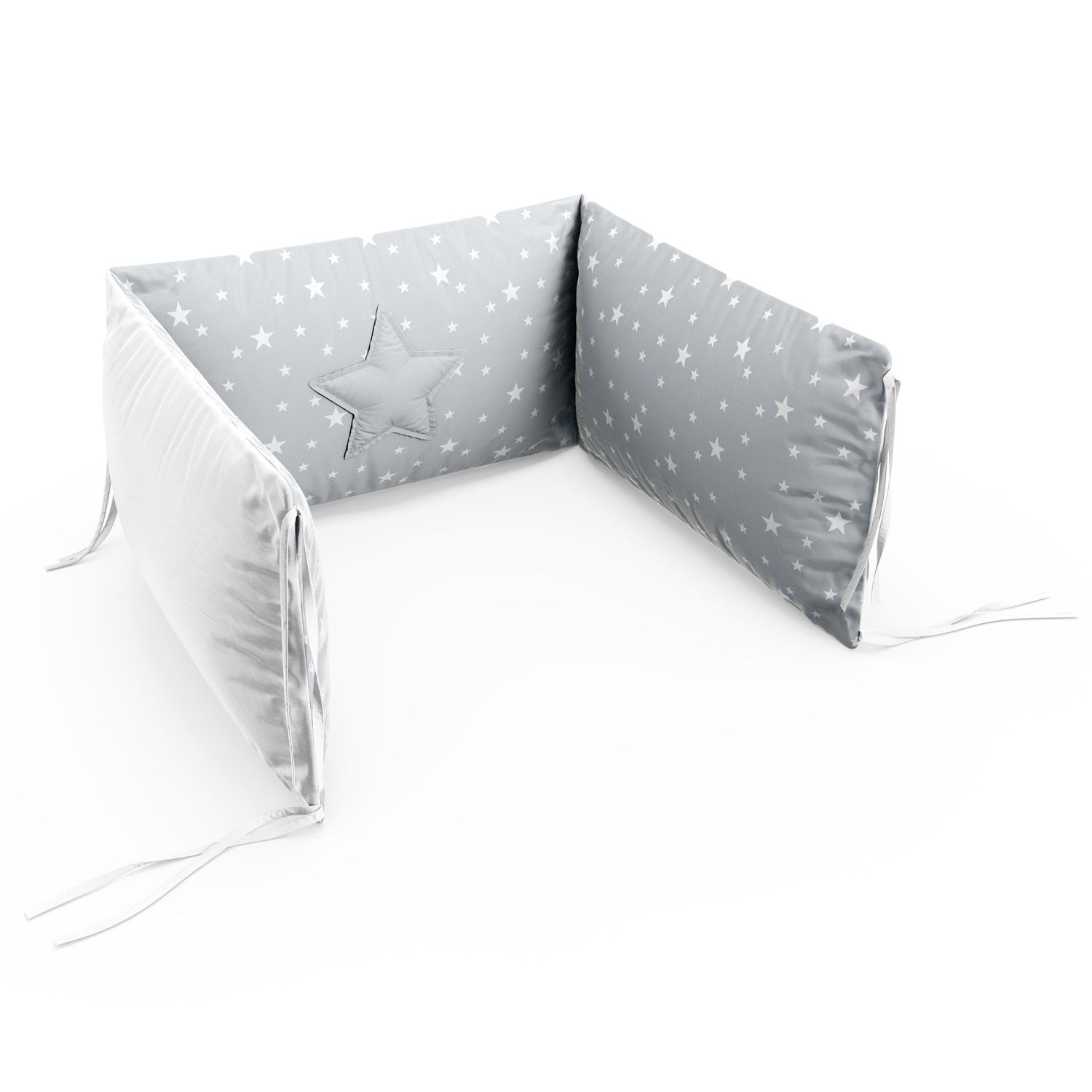 Kit Berço Dobrável 2 em 1 Estrelinha Cinza