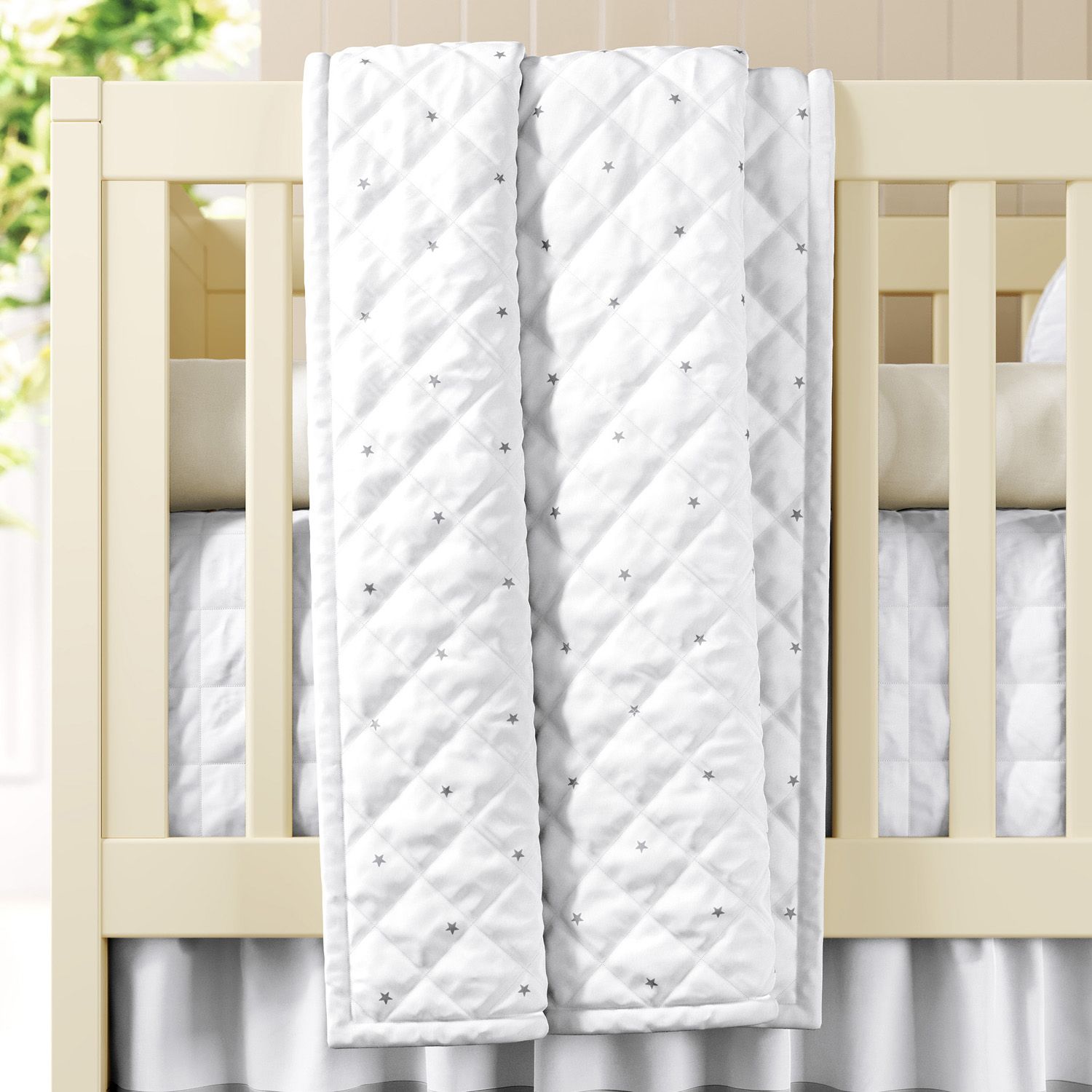 Edredom de Berço Matelassê Estrelinhas Branco e Cinza