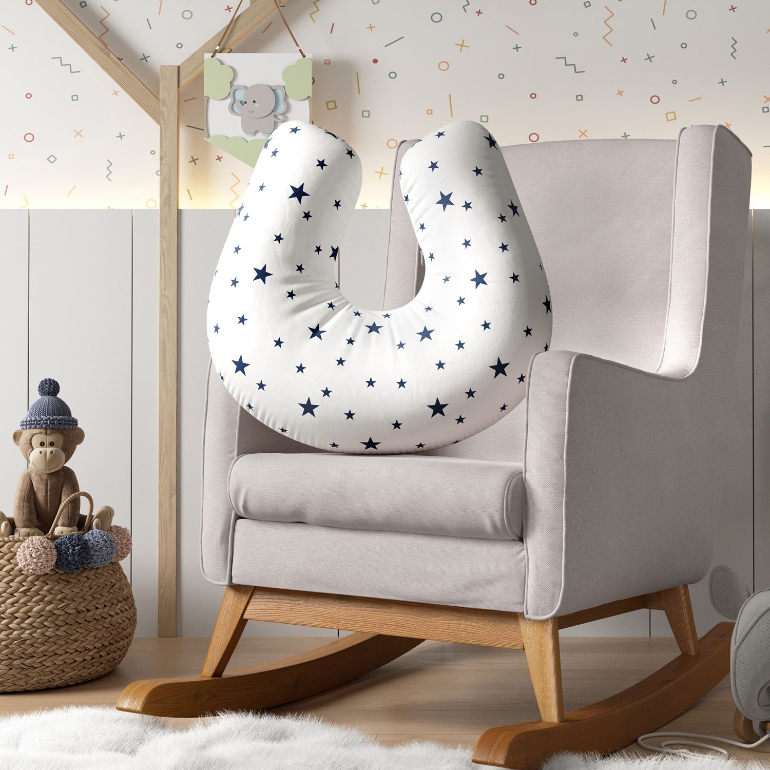 Almofada Amamentação Estrela Estrelinha Azul Marinho