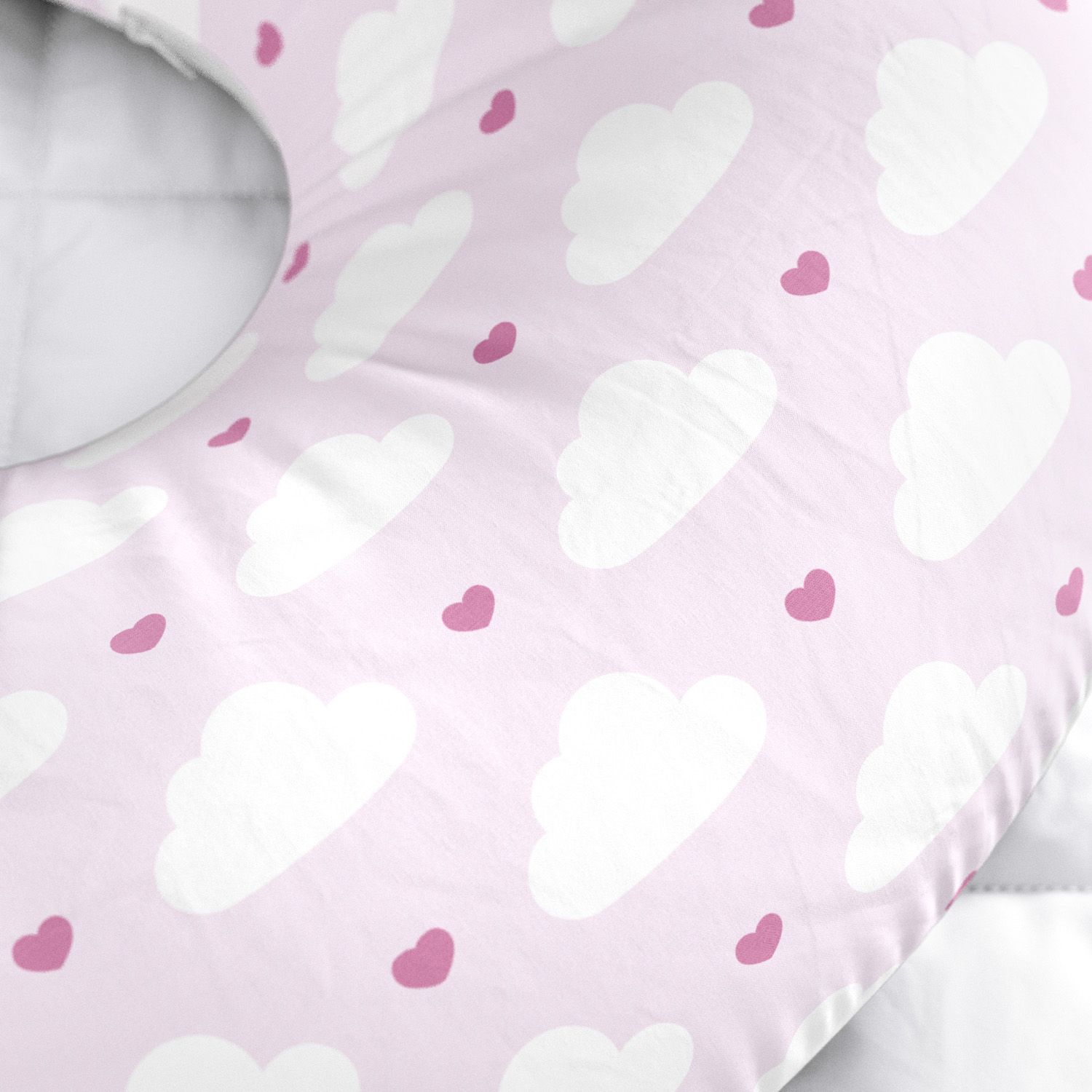 Almofada Amamentação Nuvem Coração Rosa