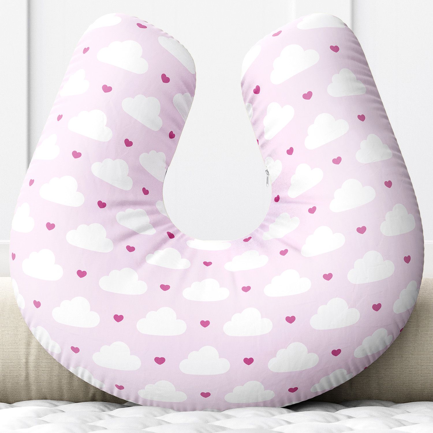 Almofada Amamentação Nuvem Coração Rosa