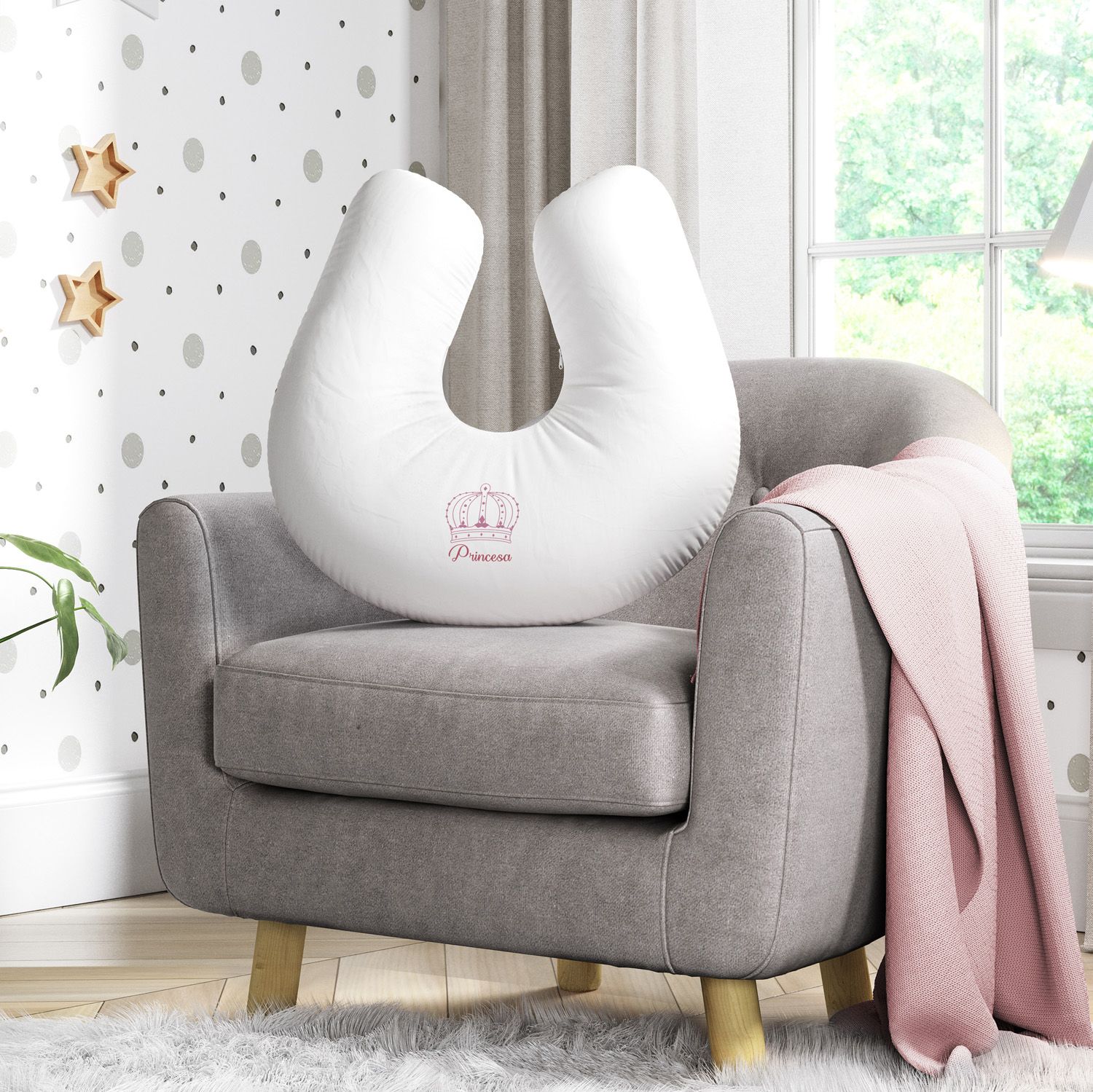 Almofada Amamentação Menina Princesa Rosa