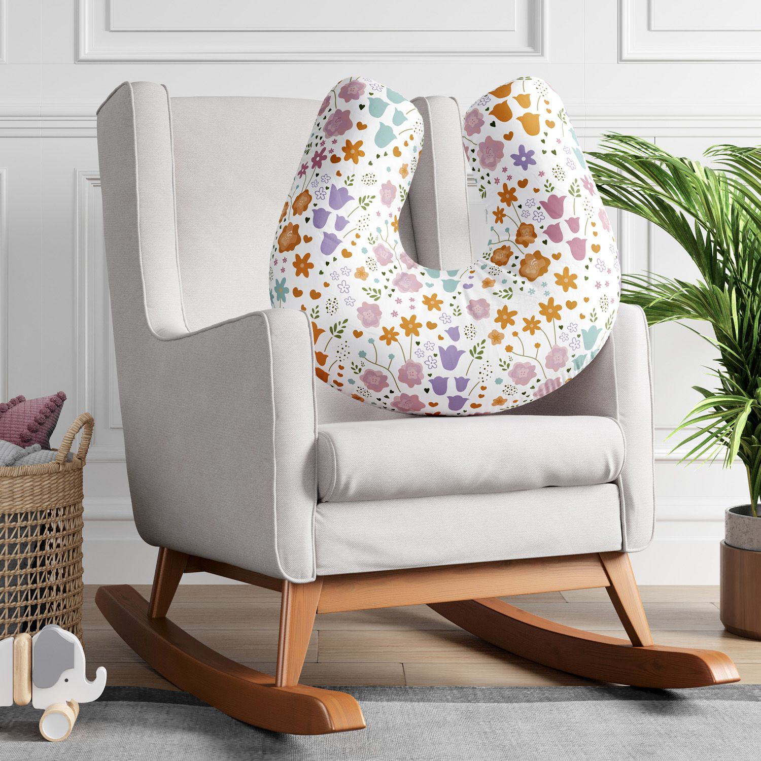 Almofada Amamentação Buquê de Flores Colorido