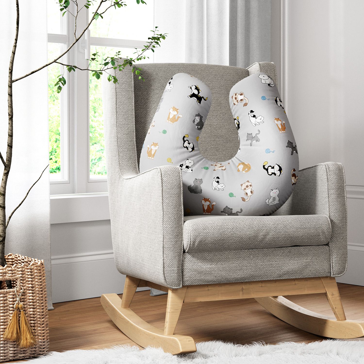 Almofada Amamentação Gatinhos Cinza