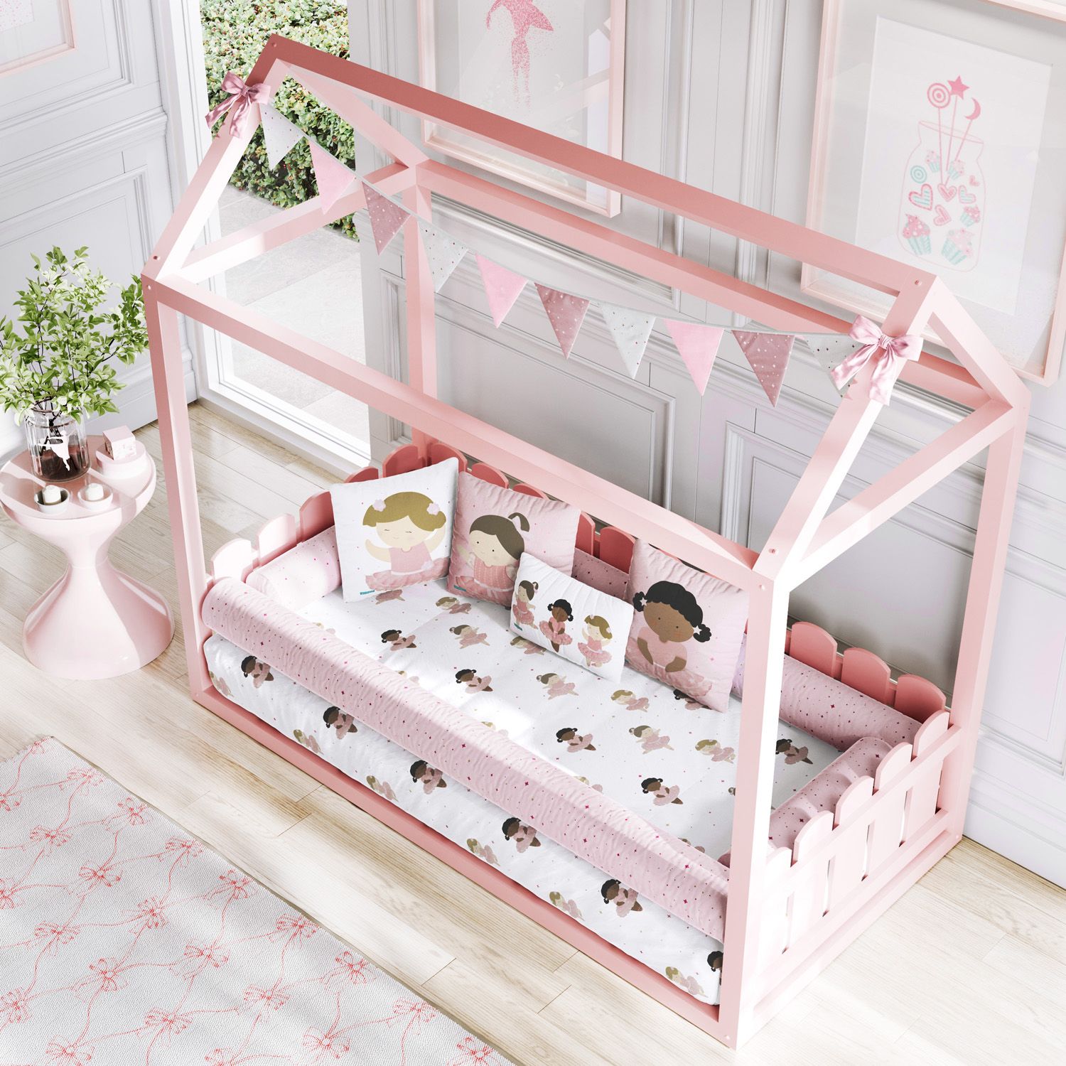 Kit Montessoriano Bailarinas Baby com Edredom Branco