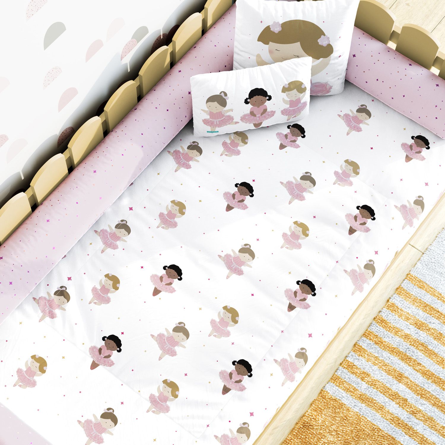 Kit Montessoriano Bailarinas Baby com Edredom Branco