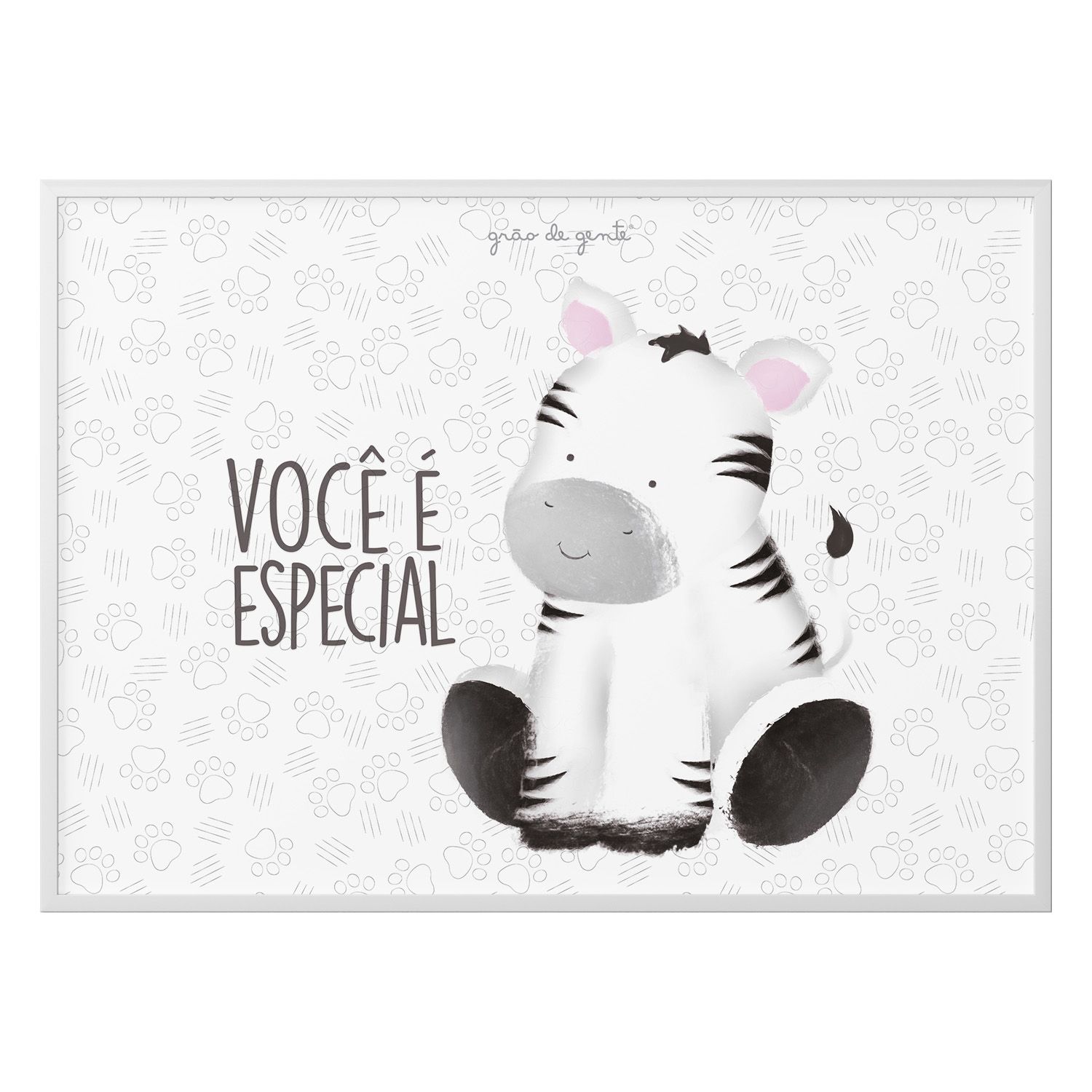 Quadro Safári Aquarela Zebrinha Você é Especial 60cm