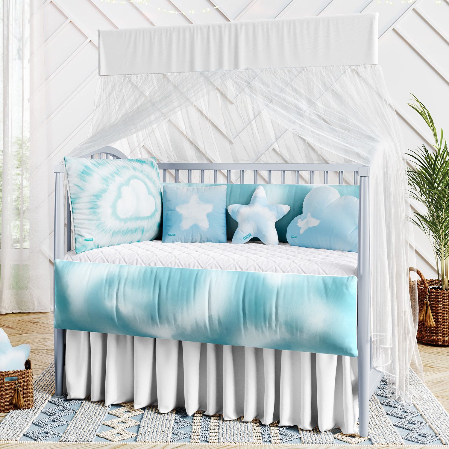 Kit Berço Tie Dye Céu Azul