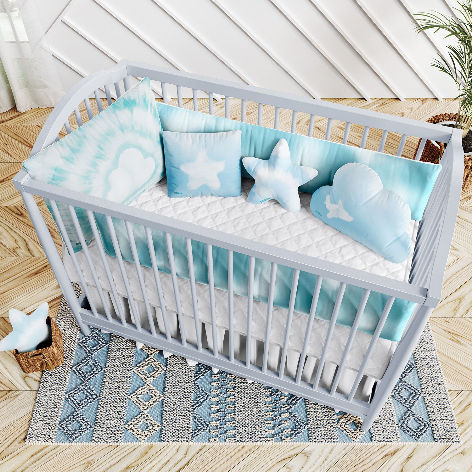 Kit Berço Tie Dye Céu Azul